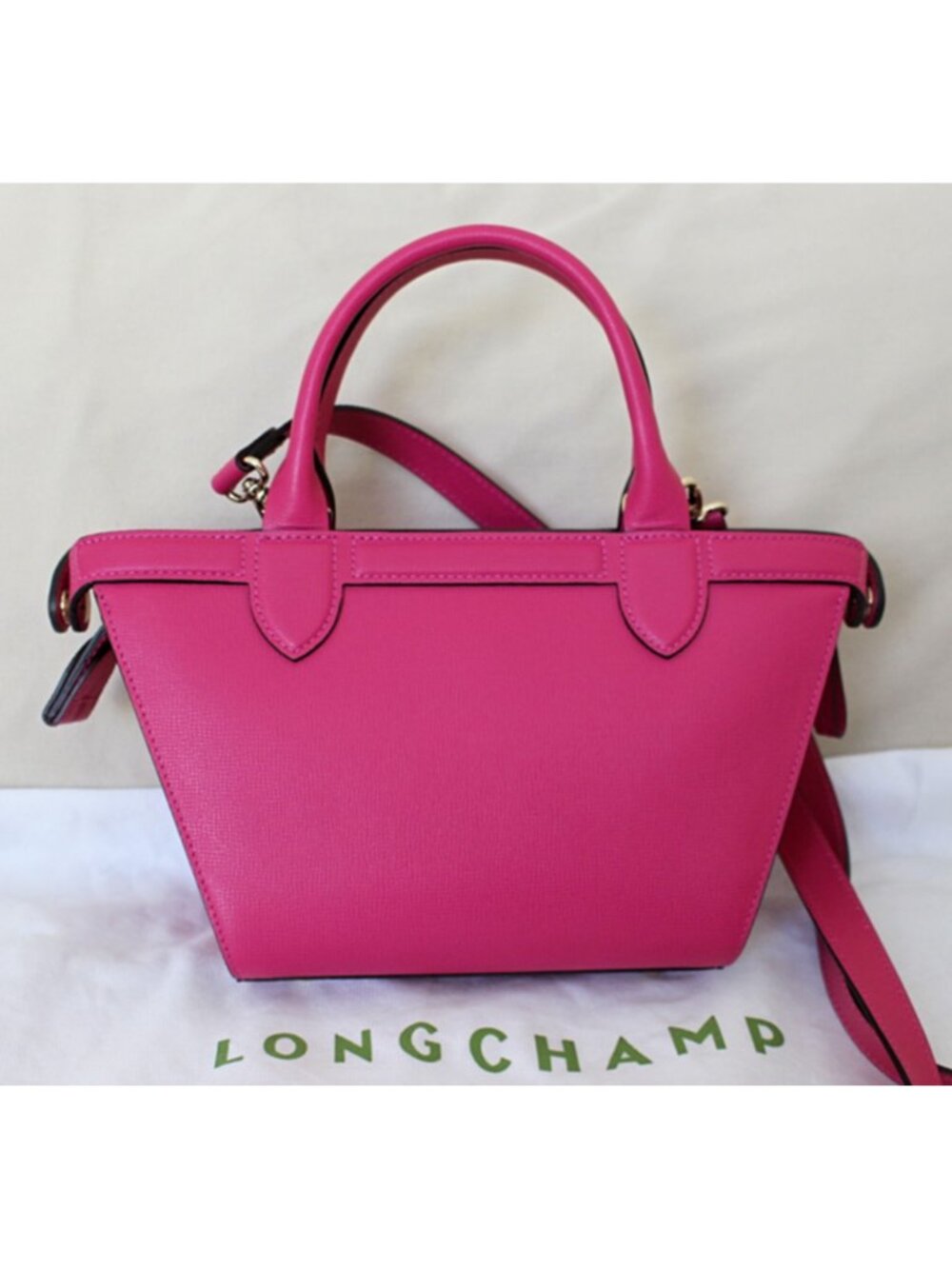 New w/Tags Longchamp Le Pliage Heritage - Small Satchel Bag Cyclamen Pink - $920 - Picture 2 of 11